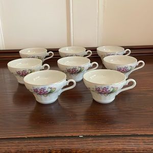 Violet Design Cups and Saucers - Set of 8